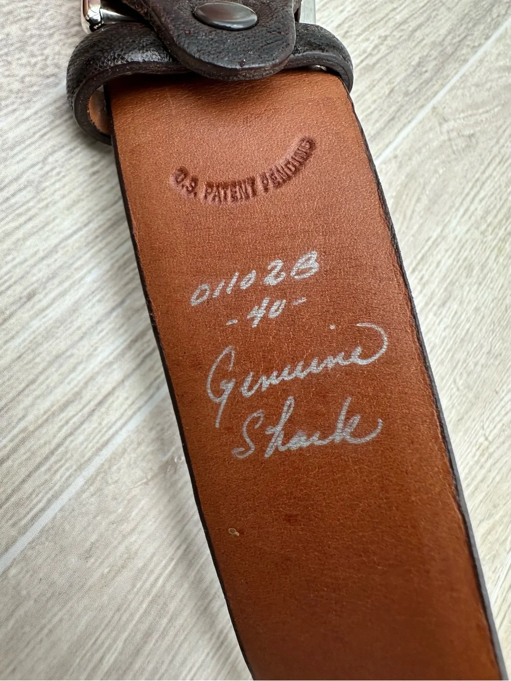 Fullum & Holt Imported Genuine Skark Skin Black Leather Men’s Belt 01102B Sz 40